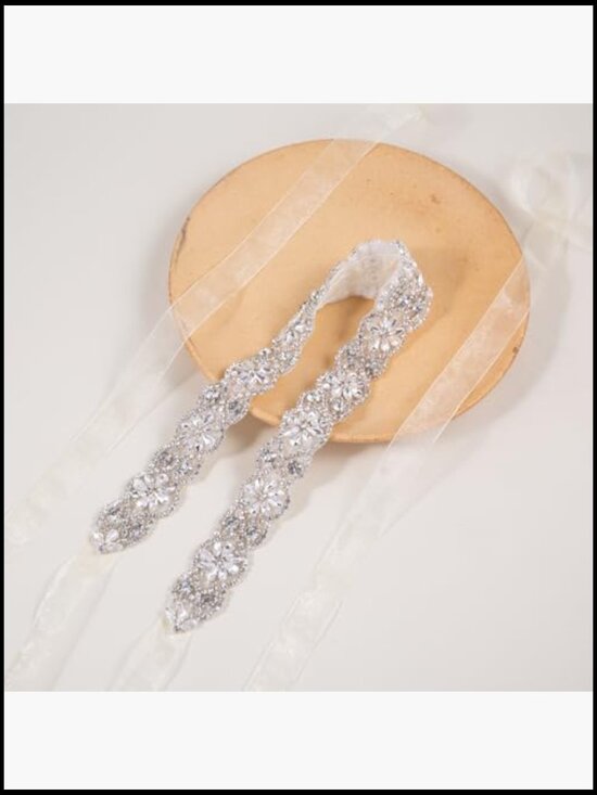 Rhinestone Pearl Sash Organza Belt for Wedding Plus Size main image 7